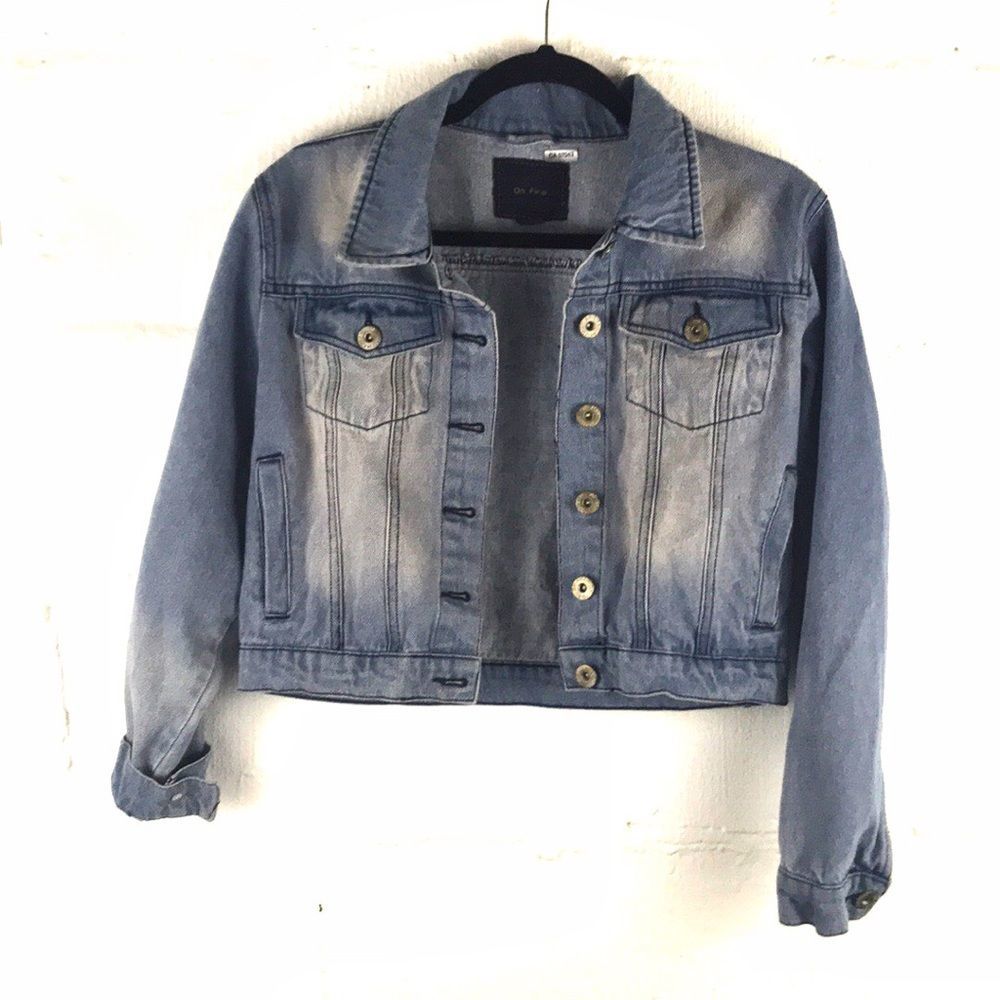 On Fire | Distressed Cropped Jean Jacket